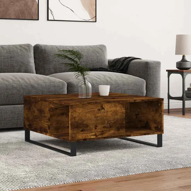 vidaXL Salontafel 80x80x36,5 cm bewerkt hout gerookt eikenkleurig, foto 2
