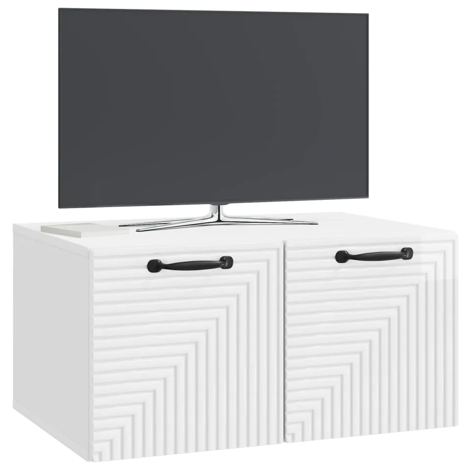 vidaXL Wandbeugel TV-kast Hoogglans Wit 59,5 x 41 x 30 cm Bewerkt hout