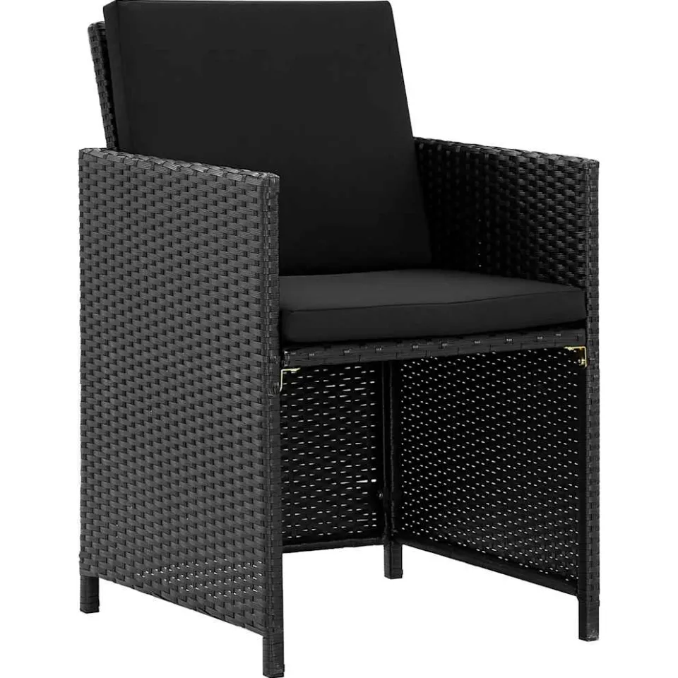 vidaXL 5-delige Tuinset met kussens poly rattan zwart, foto 3