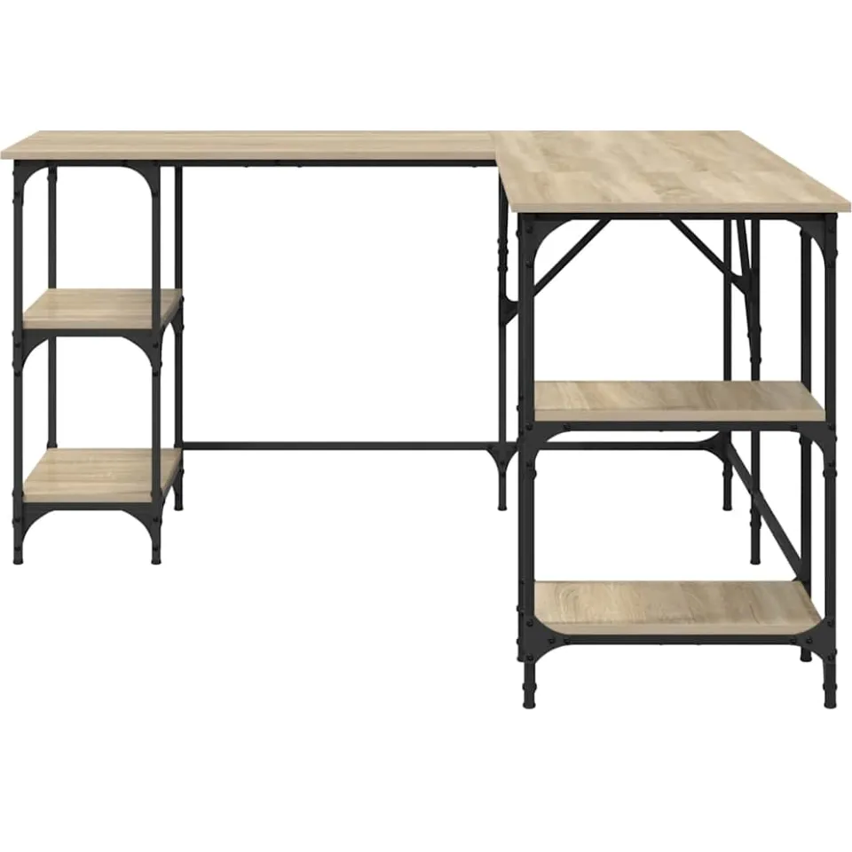 vidaXL Bureau 139x139x75 cm bewerkt hout sonoma eikenkleurig, foto 3