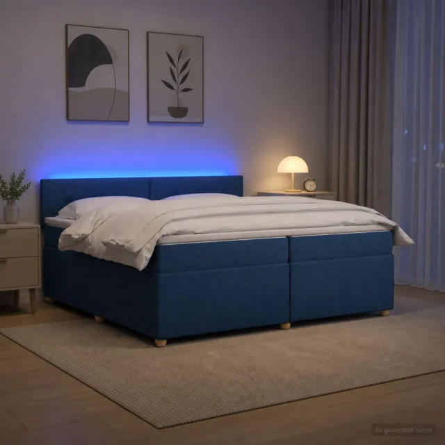 vidaXL Boxspringbed met matras met hoofdeinde Blauw 200 x 200 cm Stof
