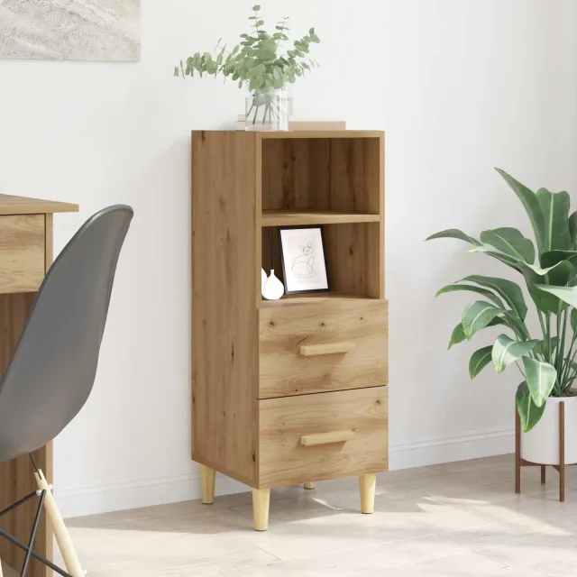 vidaXL Dressoir artisanaal eikenkleurig 34 x 34.5 x 90 cm Bewerkt hout Bruin