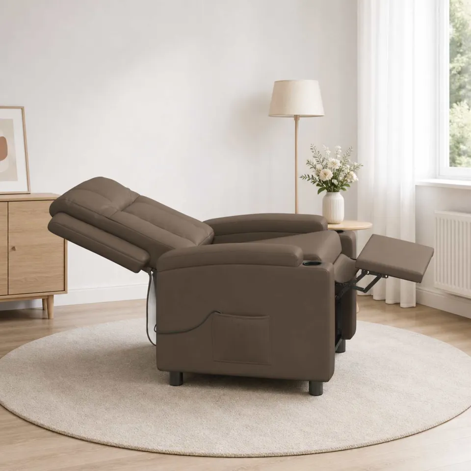 vidaXL Massage-relaxstoel Grijs 75 x 95 x 100 cm Stof, foto 4