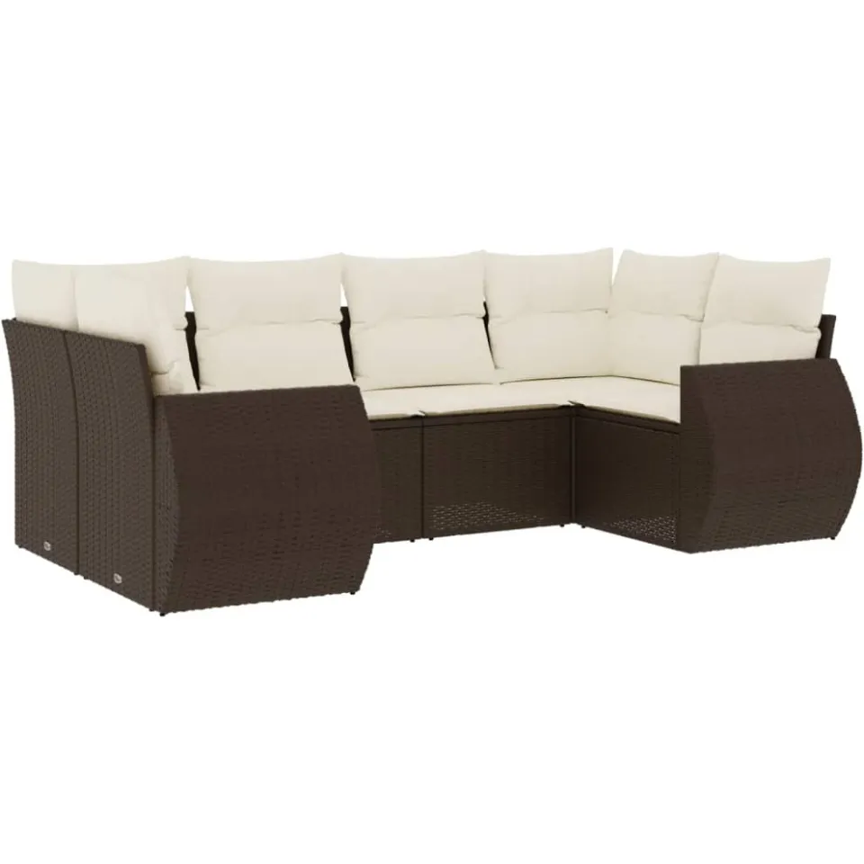 vidaXL 6-delige Loungeset met kussens poly rattan bruin, foto 3
