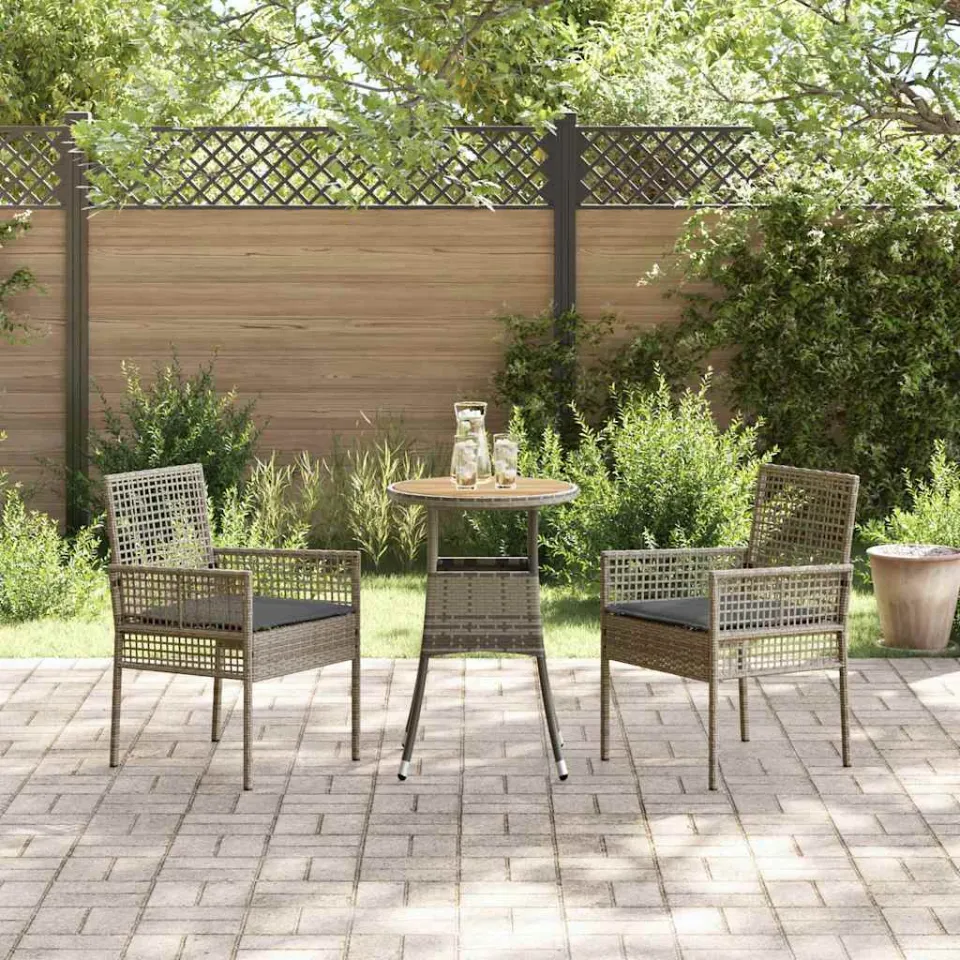 vidaXL Tuin eettafelset 3 st Grijs poly rattan, foto 4