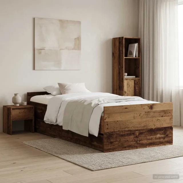 vidaXL Bedframe Oud hout 100 x 200 cm Bewerkt hout Bruin
