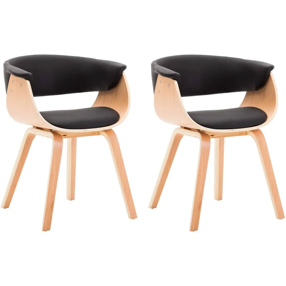 vidaXL Eetkamerstoelen 2 st gebogen hout en kunstleer zwart, foto 3