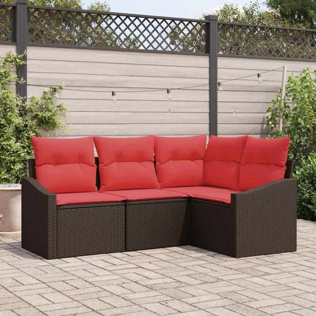 vidaXL Bankstel 4 st Bruin poly rattan, foto 2