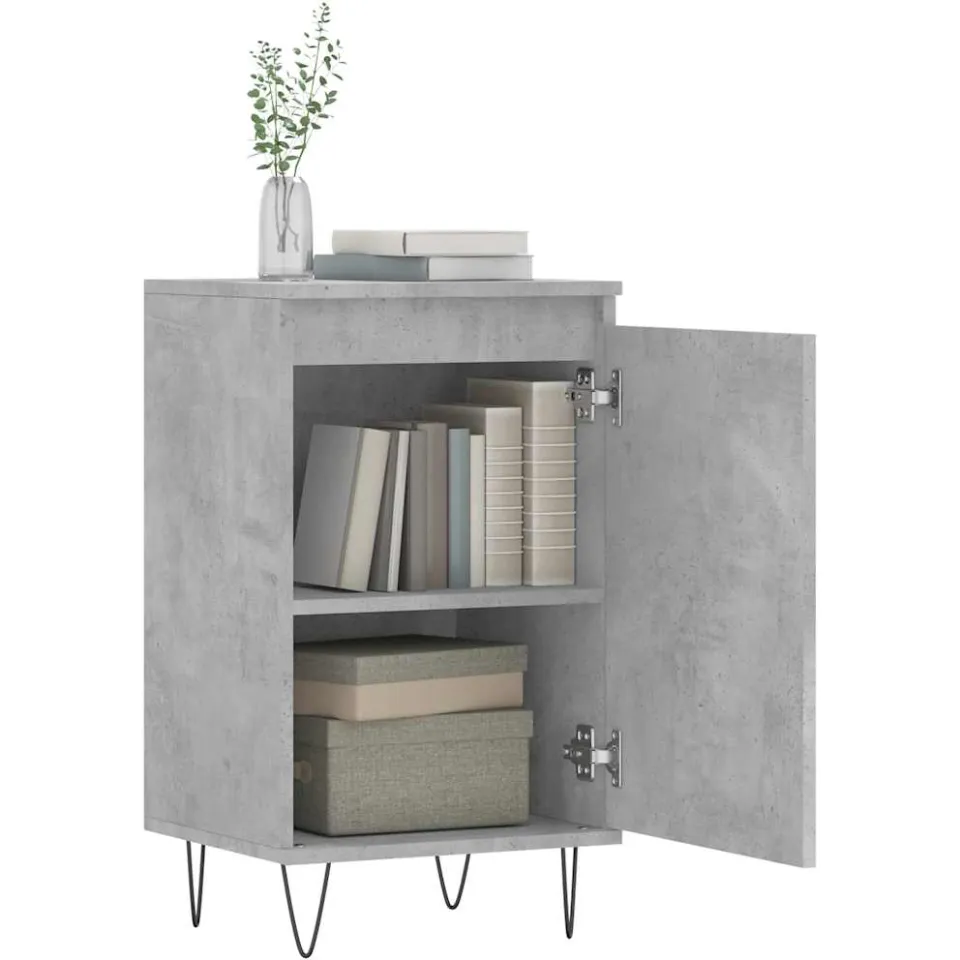 vidaXL Dressoir 40x35x70 cm bewerkt hout betongrijs wit, foto 4