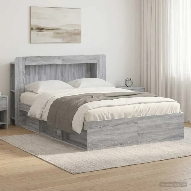 vidaXL Bedframe met opslag Grijs Sonoma 160 x 200 cm Bewerkt hout
