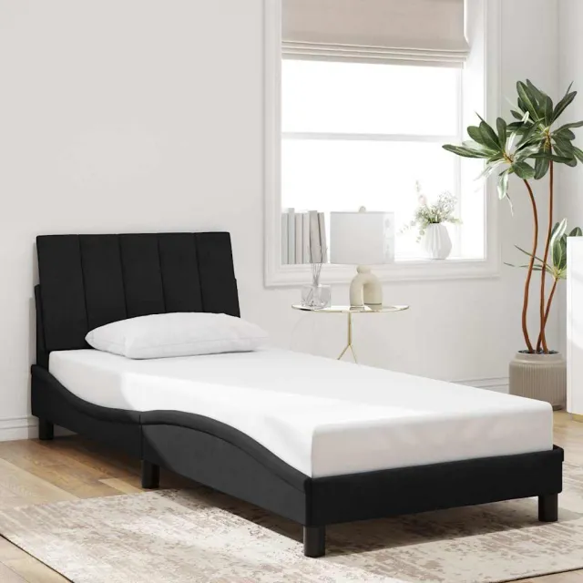 vidaXL Bedframe zonder matras "Hanko" fluweel zwart 90x200 cm