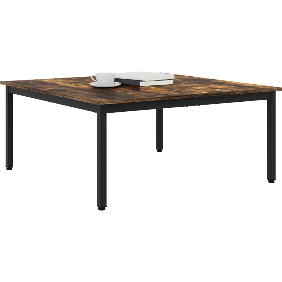vidaXL Salontafel Rook Eik 100 x 100 x 45 cm Bewerkt hout grijs, foto 2