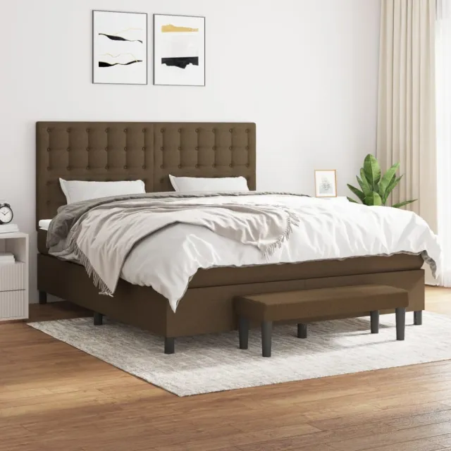 vidaXL Boxspring met matras stof donkerbruin 180x200 cm bruin