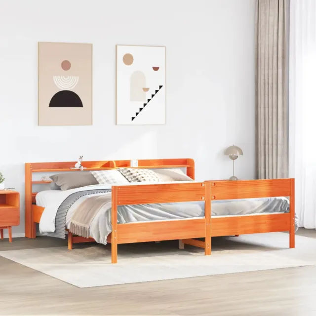 vidaXL Bedframe zonder matras massief grenenhout wasbruin 180x200 cm