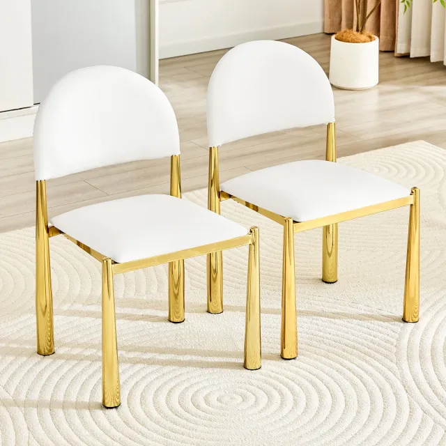 VVBV Eetkamerstoelen Set van 2 45x48x80 cm – Gestoffeerde Eetkamerstoel – Modern Design – Krasbestendig – PU – Wit