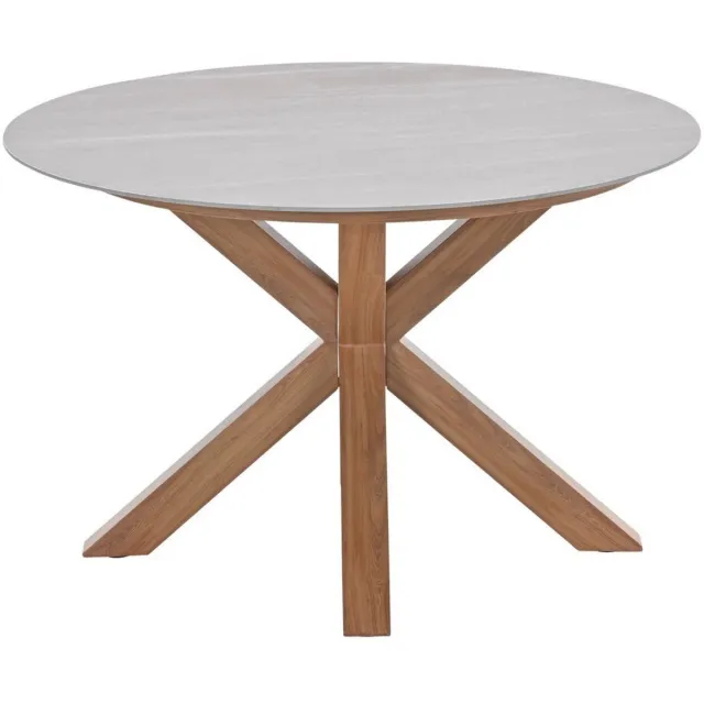 Garden Impressions Lowland tafel - Ø120 cm - light teaklook - Centostone Napoli sand Grijs