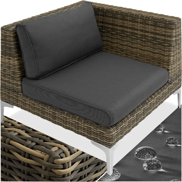 Tectake Wicker aluminium balkonloungeset - Linkerhoekdeel - Losse elementen en individueel samen te stellen modules - Weerbestendige tuin- en balkonmeubelen met gestoffeerde kussens