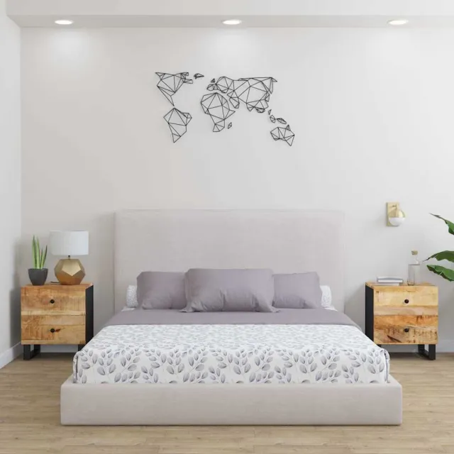 vidaXL Nachtkastjes 2 st 40x33x46 cm massief mangohout zwart, foto 2