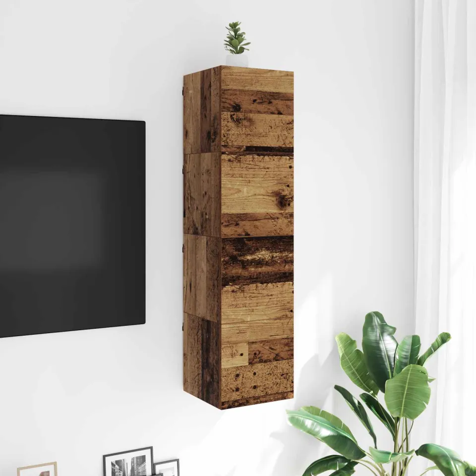 vidaXL Wandgemonteerde TV-kast Oud hout Bewerkt hout bruin, foto 4