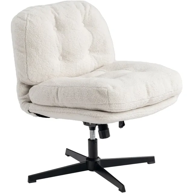 MEUBLE COSY MEUBLES COSY Fauteuil - Kaptafel Stoel 360 Graden Draaibaar met Ligfunctie Gekruiste Poten Dikke Corduroy Rugleuning - Wit