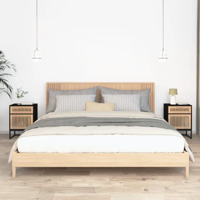 vidaXL Nachtkastjes 2 st 40x30x55,5 cm bewerkt hout en ijzer zwart, foto 2