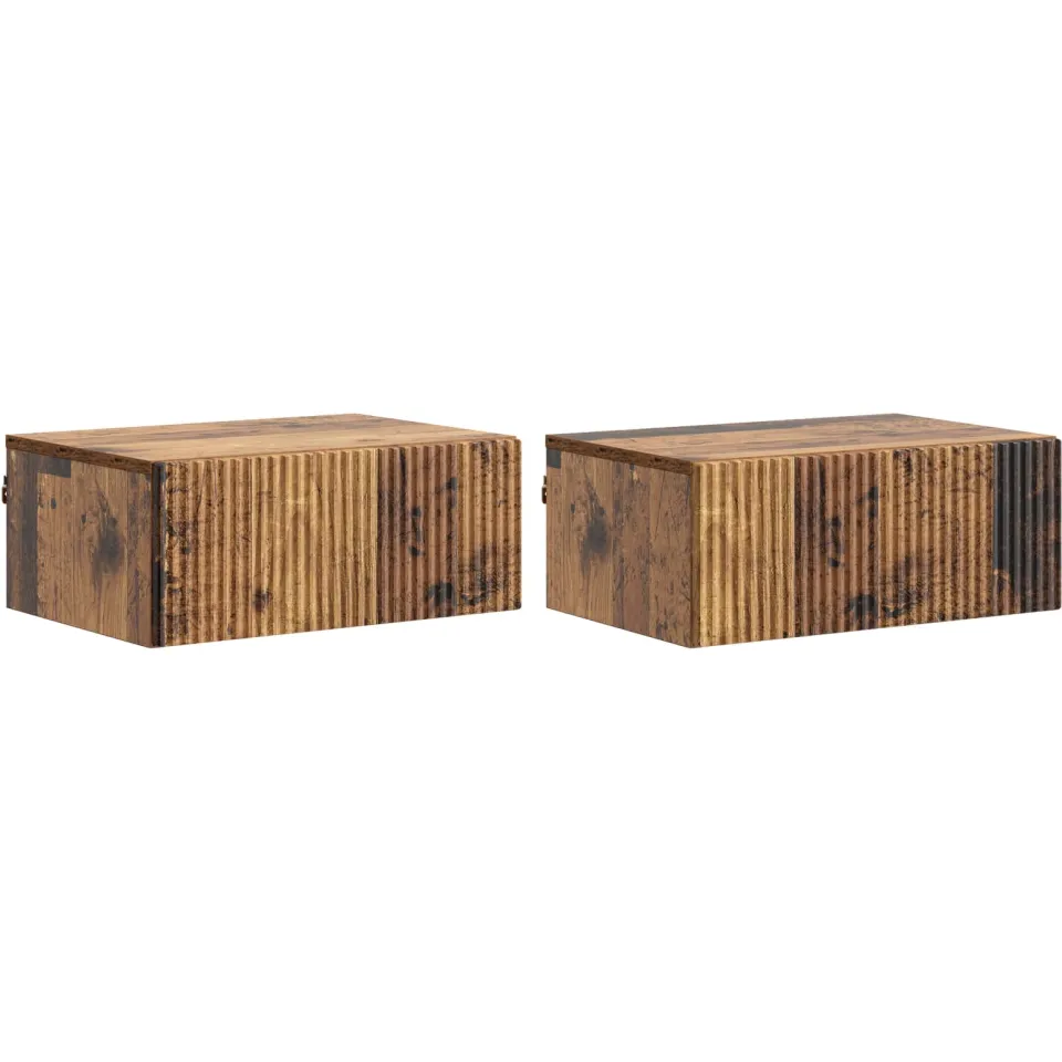 vidaXL Wandbeugel Bedkast 2 st Oud hout 49 x 34,5 x 20 cm Bewerkt hout bruin, foto 3