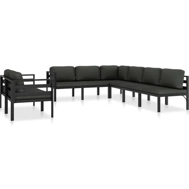 vidaXL 8-delige Loungeset met kussens aluminium antraciet Anthraciet