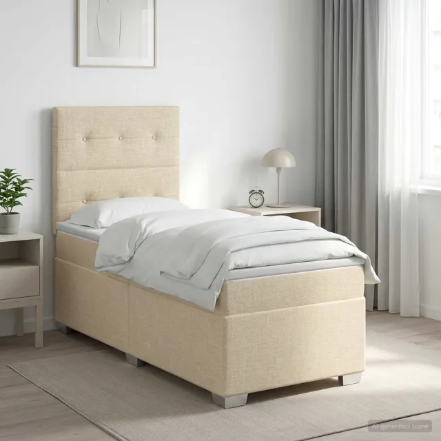 vidaXL Boxspringbed met matras Crèmekleurig 100 x 200 cm Stof