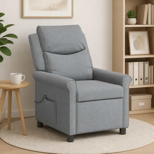 vidaXL Massage-relaxstoel Lichtgrijs 69 x 93 x 102 cm Stof