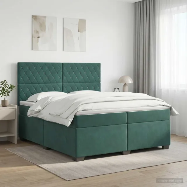 vidaXL Boxspringbed met matras Donkergroen 200 x 200 cm Fluweel groen