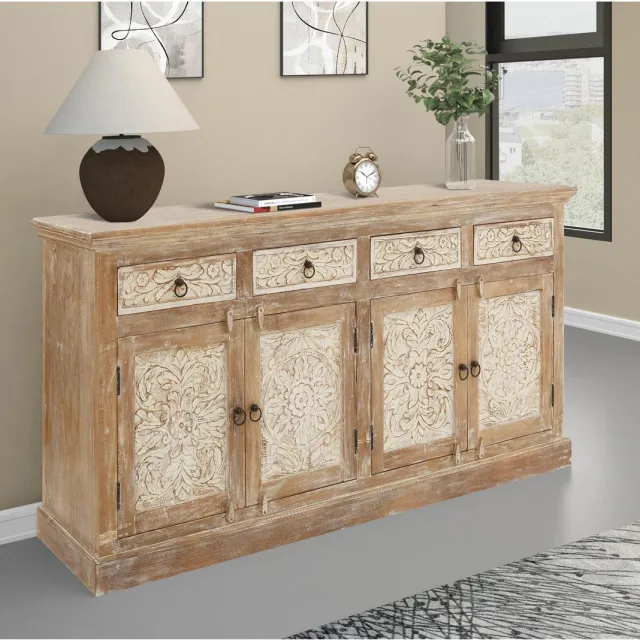 Notio Living Malati-Dressoir - 4-deuren 4-laden - Mangohout Bruin