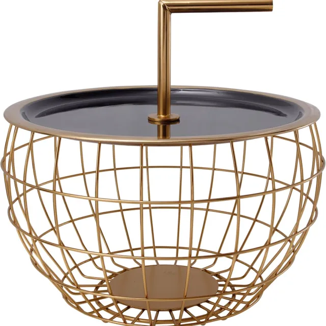 Padiro ronde bijzettafel - Ø 38 x 23,5 cm - Zwart - Modern Art deco Glamour - Metaal, IJzer - handgemaakt