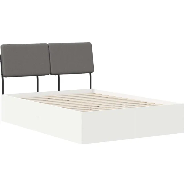 vidaXL Tweepersoonsbed met hoofdbord Wit en Lichtgrijs 120 x 200 cm