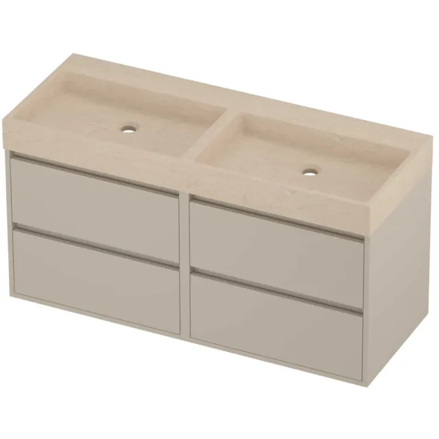Proline Evoli Badmeubelset Hardsteen Loft 4 Laden 120x46x62 cm Sand Stone Soft Linen Beige