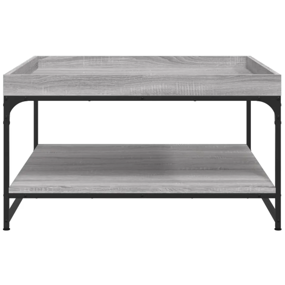 vidaXL Salontafel 80x80x45 cm bewerkt hout en ijzer grijs sonoma eiken