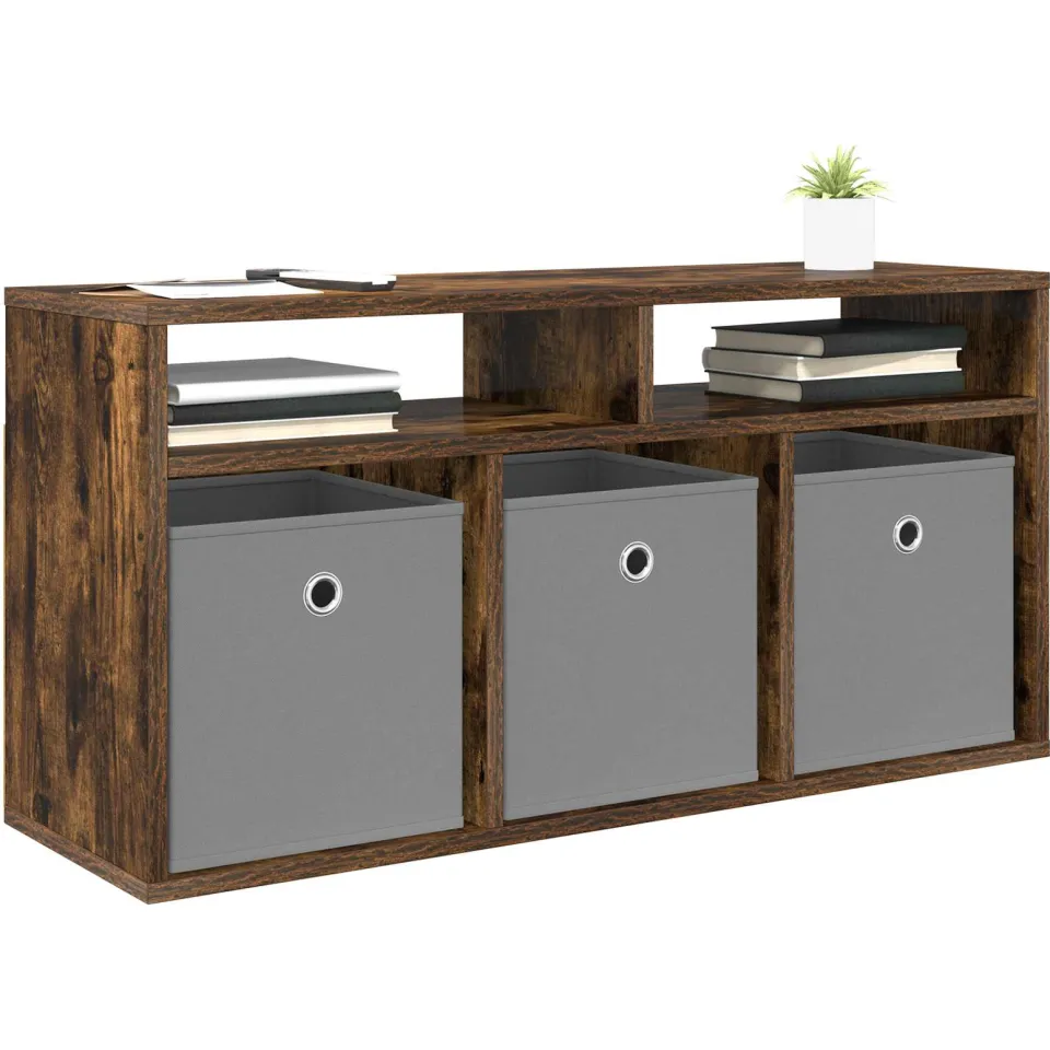 vidaXL Laagkast met lade Gerookt eiken 87 x 27,5 x 43 cm Bruin