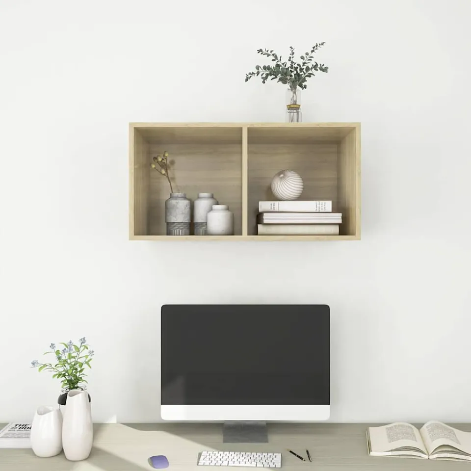 vidaXL Tv-wandmeubel 37x37x72 cm bewerkt hout sonoma eikenkleurig, foto 3
