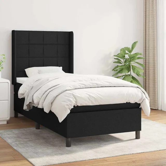 vidaXL Boxspring met matras stof zwart 90x190 cm