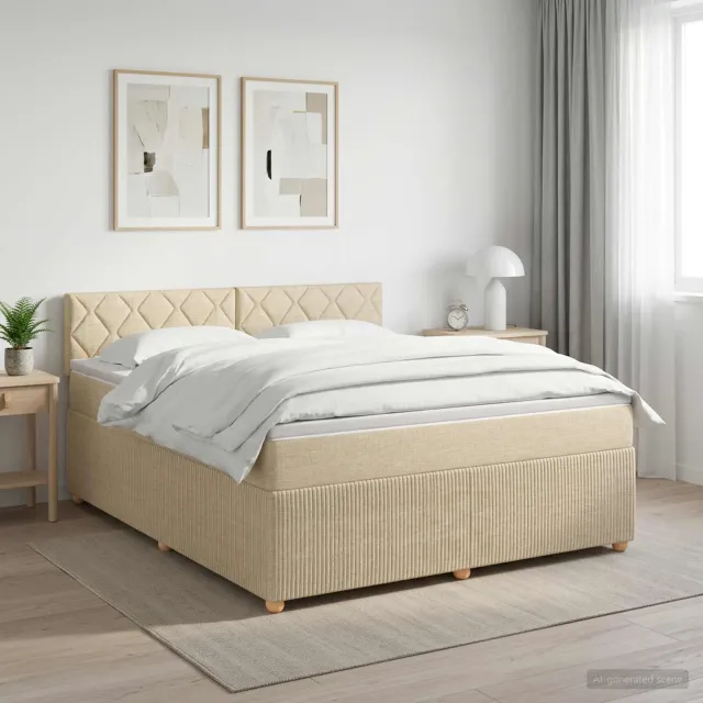 vidaXL Boxspringbed met matras Crèmekleurig 160 x 200 cm Stof