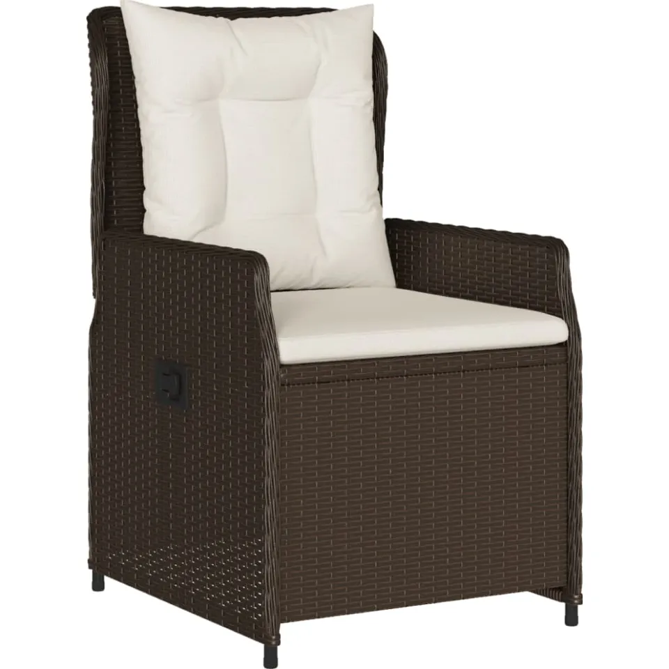 vidaXL 3-delige Tuinset met kussens poly rattan bruin