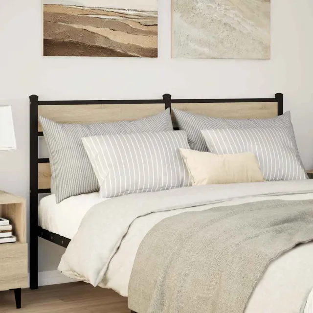 vidaXL Vervangend hoofdbord 140 cm ijzer en sonoma eikenkleurig Bruin