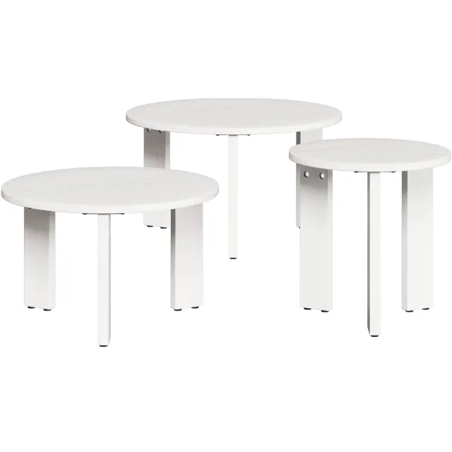 vidaXL Salontafel 3 st Wit 47,5 x 47,5 x 27 cm Massief grenenhout