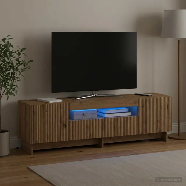 vidaXL LED tv-meubel EDE 153 x 35 x 43 cm Artisanaal eiken, foto 2