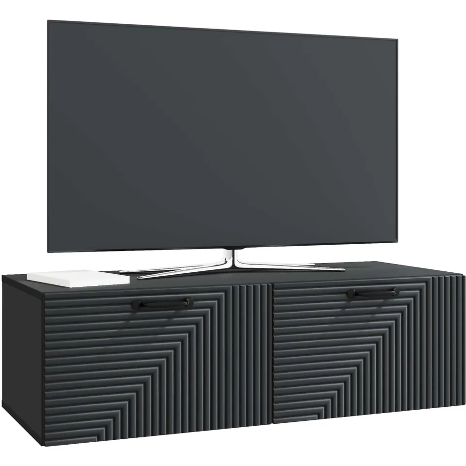 vidaXL Wandbeugel TV-kast Zwart 98 x 41 x 30 cm Bewerkt hout, foto 2