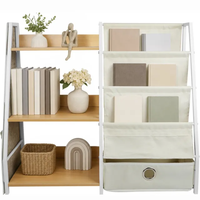 PIPIPOXER Boekenkast Kind - Kinderboekenkast - 75 × 30 × 75 cm - Boekenrek Kind Staand - Houtkleur