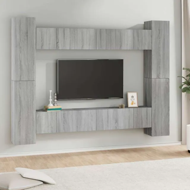 vidaXL 10-delige Tv-meubelset bewerkt hout grijs sonoma eikenkleurig, foto 2