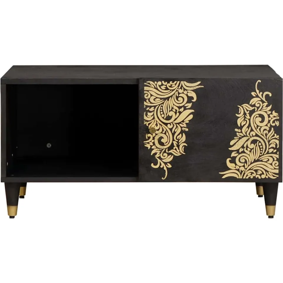 vidaXL Salontafel Zwart 80 x 50 x 40 cm Massief Mango Hout, foto 3