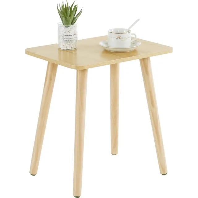 meerklose Bijzettafel van hout, kleine salontafel, woonkamertafel, nachtkastje, theetafel, banktafel voor woonkamer, slaapkamer, balkon, bloemenstandaard, 40 x 30 x 43 cm, naturel
