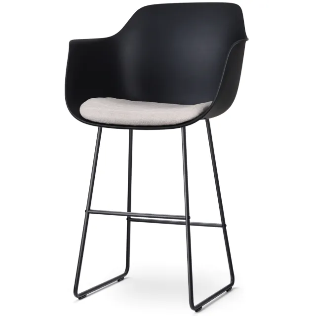 Nolon Nino-Liz barkruk zwart met beige zitkussen - zwart onderstel - 75 cm, foto 2