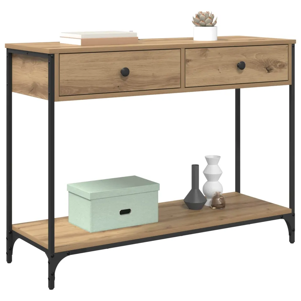 vidaXL Wandtafel Artisan Eiken 100 x 34,5 x 75 cm Bewerkt hout Bruin